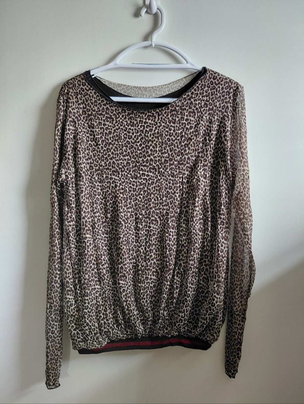 Susy D Leopard Print Long Sleeve Top - Neutral Tones Size L